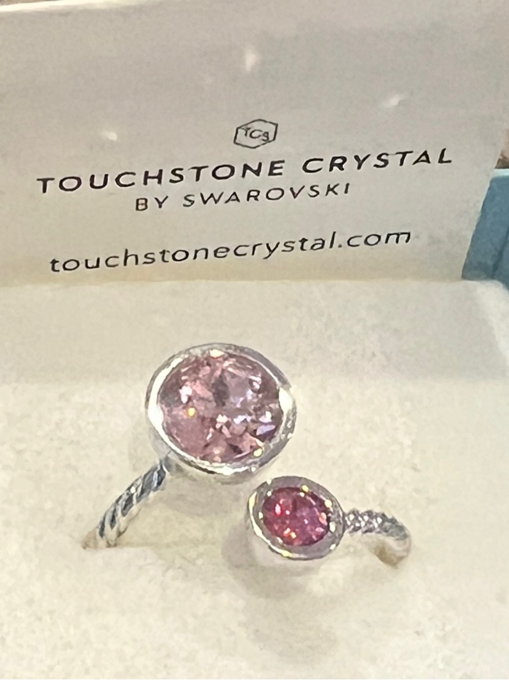 Special Edition! Touchstone Crystal Curled Up Crystal Ring - Two-Tone Pink
